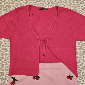 Barbie Pink Cropped Cardigan Set, ThreadBare at Asos, US10